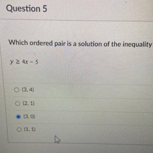 Which ordered pair is a solution of the inequality?