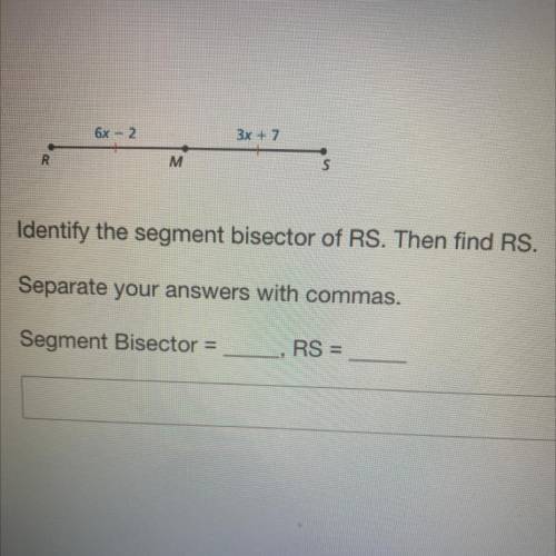 Identify the segment bisector of RS. Then find RS. I need help