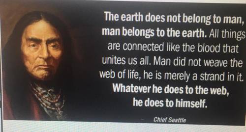 will explain the connection of your actions , your recycling to Chief Seattle's quote above and why