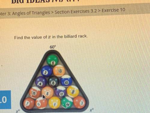 Find the value of x in the billiard table