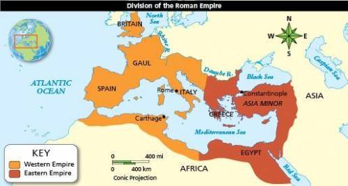 Study the map.

What advantages did location bring to the Eastern empire? Choose the TWO correct a