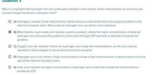 Why is it important that hydrogen ions are continually released to the outside of the mitochondrion