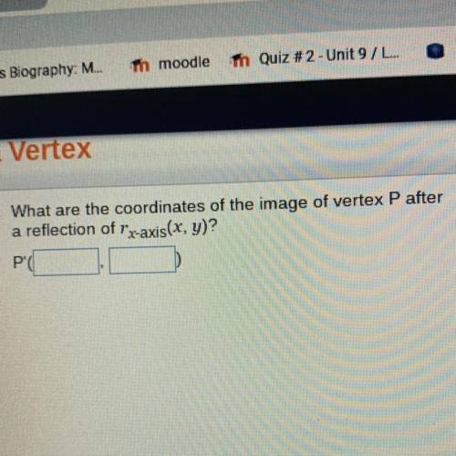 What are the coordinates of the image of vertex P after
a reflection of rx-axis(x, y)?