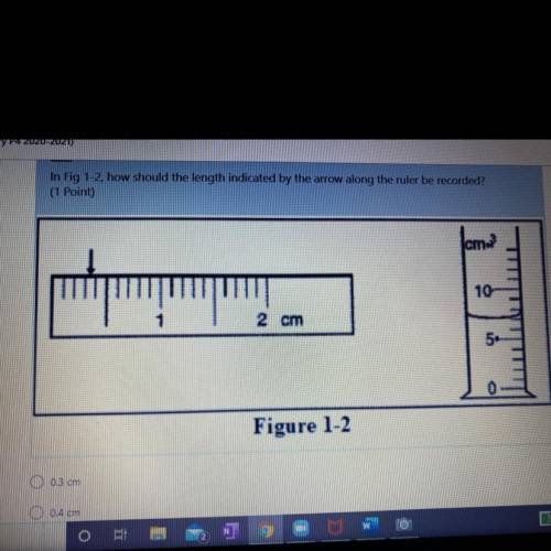 In Fig 1-2, how should the length indicated by the arrow along the ruler be recorded?