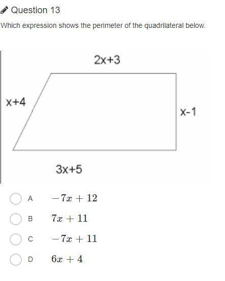 Which expression shows the perimeter of the quadrilateral below?