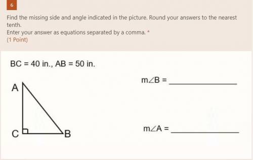 Find the missing side and angle indicated in the picture. Round your answers to the nearest tenth.