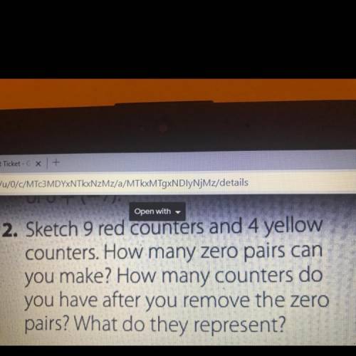 Sketch 9 red counters and 4 yellow counters. How many zero pairs can you make ? How many counters d
