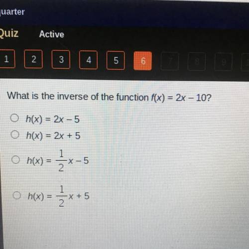 What is the inverse of the function f(x) = 2x – 10?