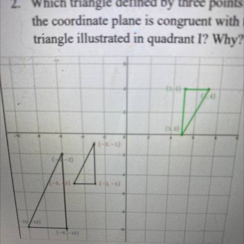 Which triangle defined by three points on the coordinate plane is congruent with the triangle illus