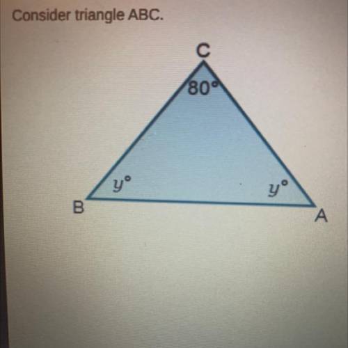 What is the value of y in the triangle?
0
Angle y =
