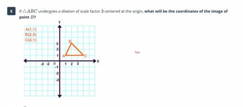 If triangle ABC undergoes a dilation of scale factor 3 centered at the origin, what will be the coo