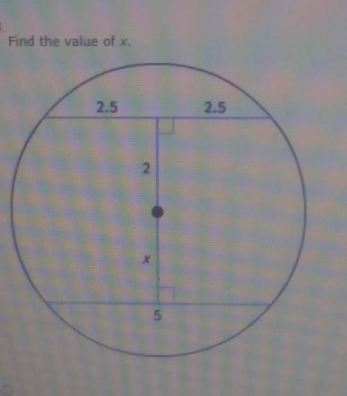 Topic: Chords and Arcs ( circles)Geometry BA. 4B. 2C. 2.5D. 5