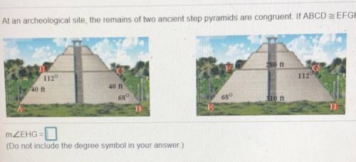 At an argheological site, the remains of two ancient step pyramids are congruent. If ABCD=EFGH, fin