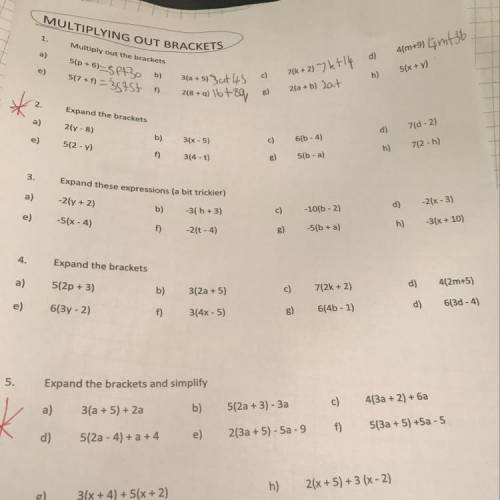All the answers of question 2 and question 5