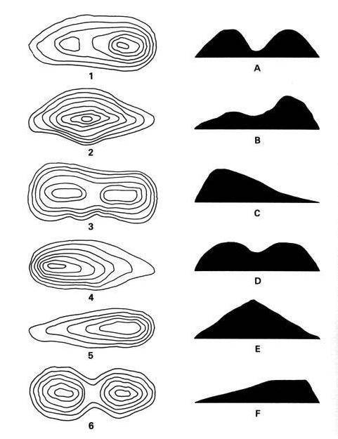 What is the profile view to topographic map

1._
2._
3._
4._
5._
6._
Thanks!