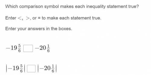 Which comparison symbol makes each inequality statement true?

My other answer didn't get answered