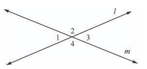 Angelina wants to prove that vertical angles are congruent. She uses the diagram below to formulate