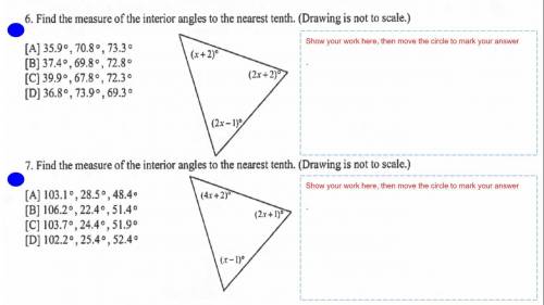 Find the measures of the interior angles to the nearest tenth. ( Drawing is not to scale)