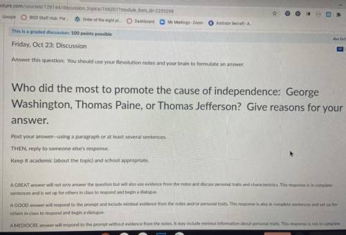 Who did the most to promote the cause of independence? George Washington, Thomas Paine, or Thomas J