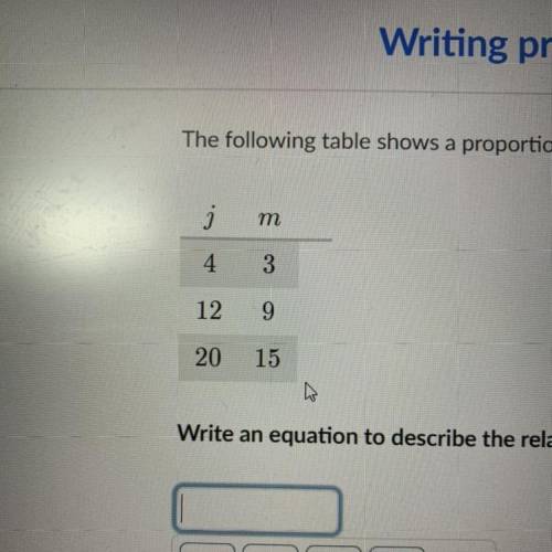 The following table shows a proportional relationship between j and m