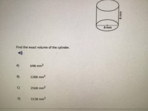 Find the exact volume of the cylinder