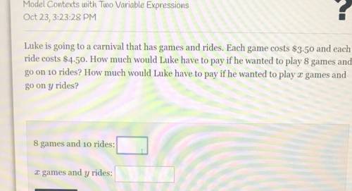 Luke is going to a carnival that has games and rides. Each game costs $3.50 and each ride costs $4.