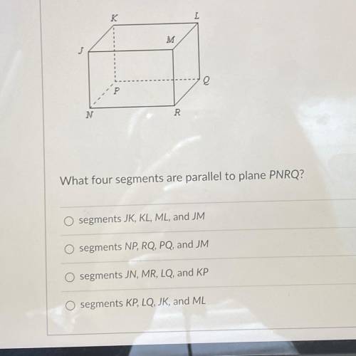 What four segments are parallel to plane PNRQ?