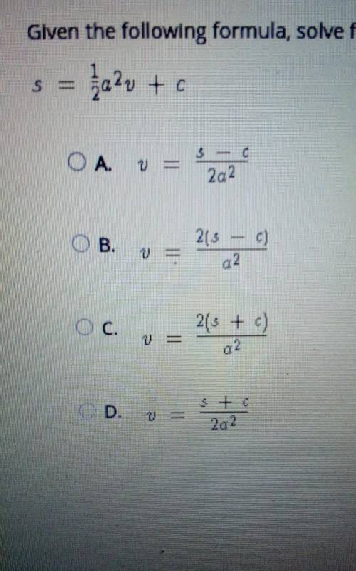 Given the following formula, solve for v.