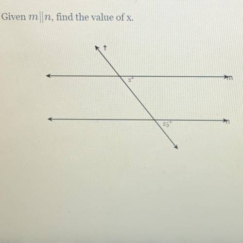 Given m||n, find the value of x.
Plz help :)