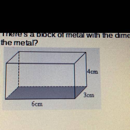 There's a block of metal with the dimensions below that weighs 2500 grams. What is the density of