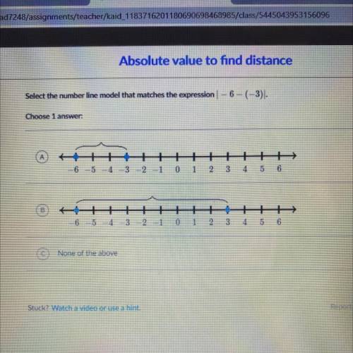 PLS HELP Select the number line model that matches the expression |-6 - (-3)|.