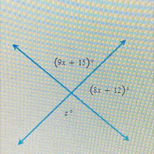 Given the figure, find the values of x and z