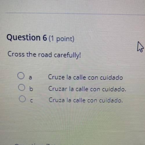 Ng

Cross the road carefully!
Cruze la calle con cuidado
Cruzar la calle con cuidado.
Cruza la cal