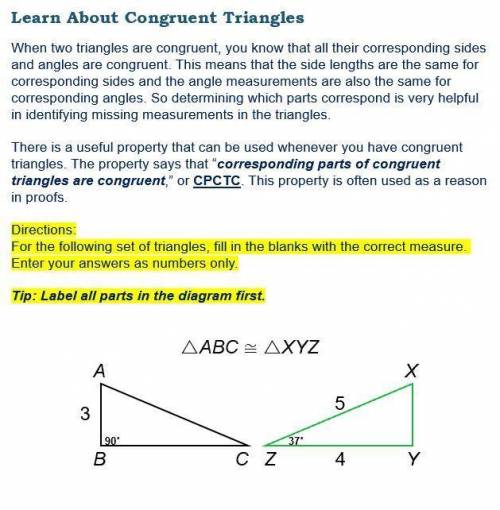 Learn about Congruent Triangles, Will give brainliest

Question 1 options, please enter answers as