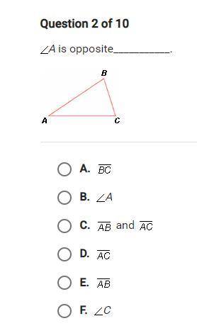 What is the answer? ∠A is opposite