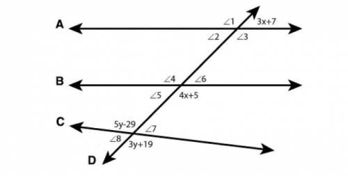 In the following diagram line C intersects line D.

Figure may not be drawn to scale.
Using comple