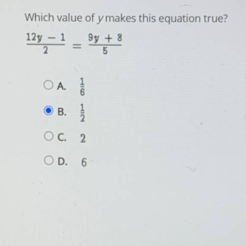Which value of y makes this equation true?