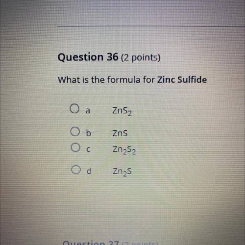 What is the formula for zinc sulfide