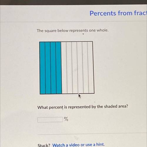 The square below represents one whole. What percentage is represented by the shaded area?