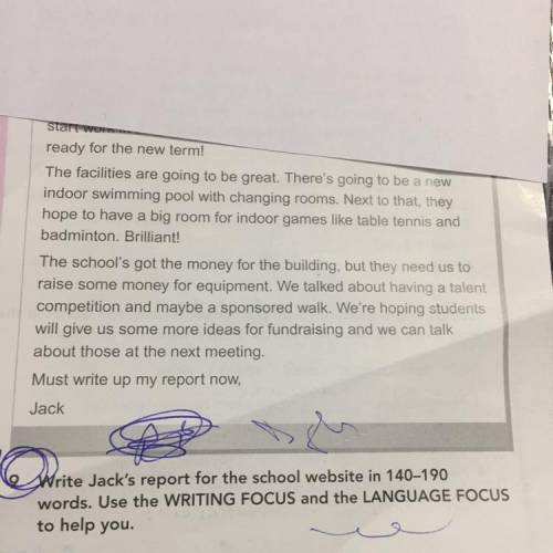 Write Jack’s report for the school wepsite in page 21 focus 3.