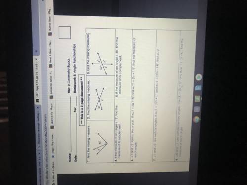 Anyone with the answers to unit 1 Geometry basics homework 5 angle relationships