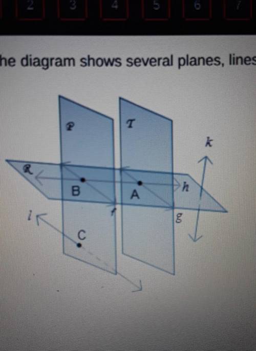 The diagram shows several planes, lines, and points Which statement is true about line h?

O Line