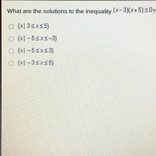 What are the solutions to the inequality (x-3)(x+5)<_0 ?
