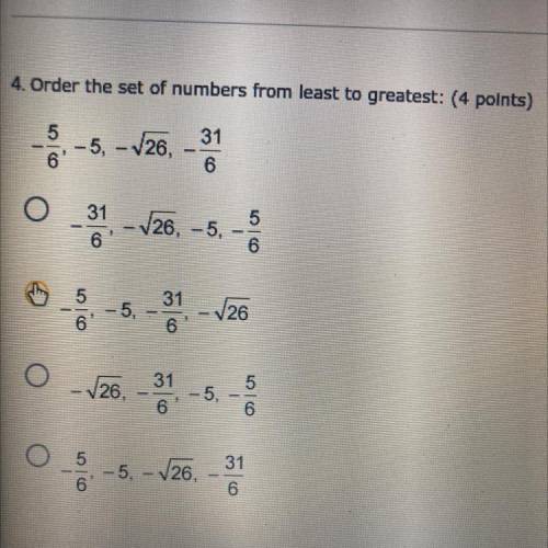 Order the set of numbers from least to greatest