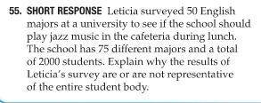 Shot Respond: Leticia surveyed 50 English majors at a university to see if the school should play j