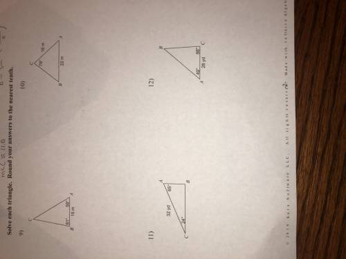 This is for law of sines

It says solve each triangle so what parts am I solving? Do I solve all p