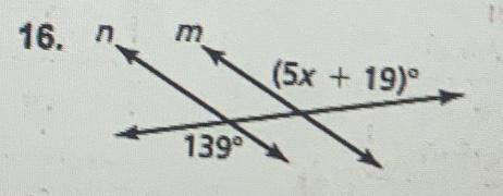 Find the value of x that makes m ll n