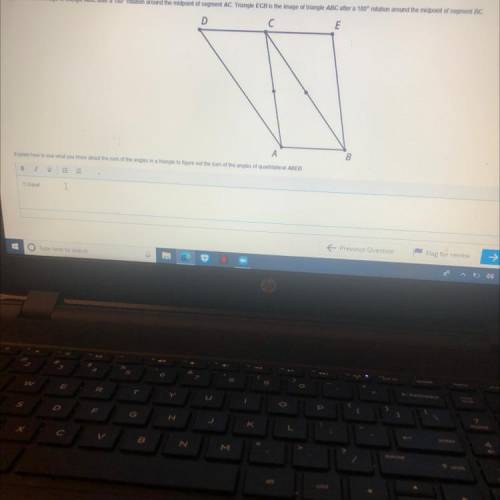 Explain how to use what you know about the sum of the angles in a triangle to figure out the sum of