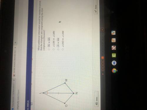 What additional information would be needed to prove that the triangles are congruent using the ASA