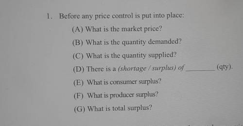 NAME BLOCK DATE 1. Before any price control is put into place: (A) What is the market price? (B) Wh
